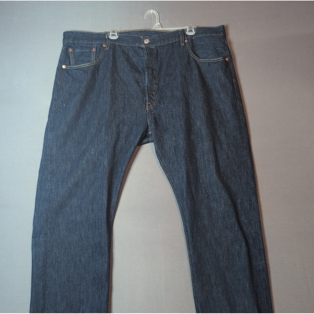 Levi 501 Mens Button Fly Jeans 42x30 Dark Wash Straight Fit Blue 00501-0115
